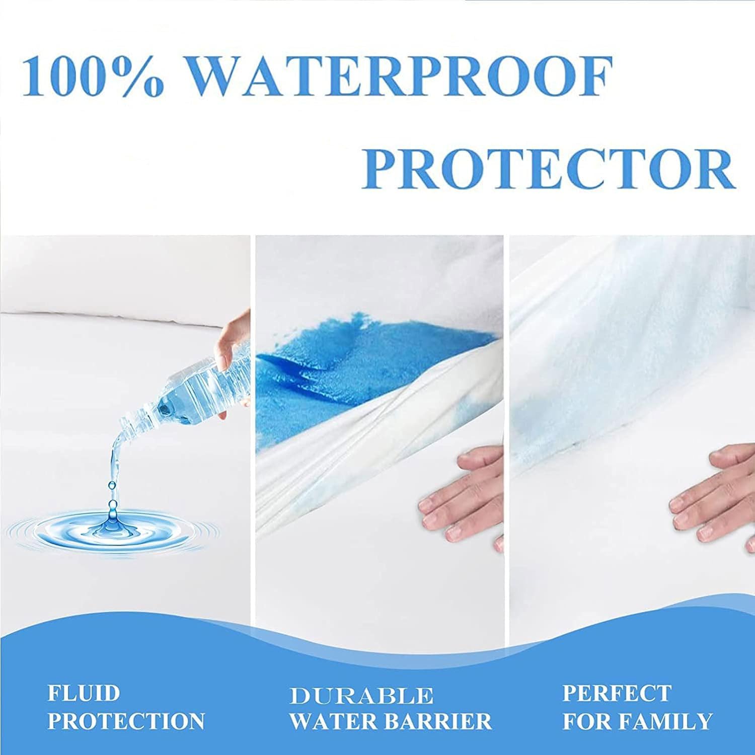 Protector de edredón impermeable de algodón transpirable con funda impermeable con cierre de cremallera, lavable y reutilizable para adultos, bebés, ancianos, animales domésticos (260 x 240 cm)