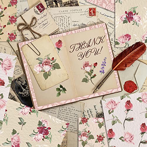 Vondyu 12X12-Inches Double-Sided Floral Cardstock, Pink Rose Scrapbook Pattern Paper, Garden Theme Premium Printed Cardmaking Decorative Craft Paper For Art Project Photo Background-24 Pages #TOP3