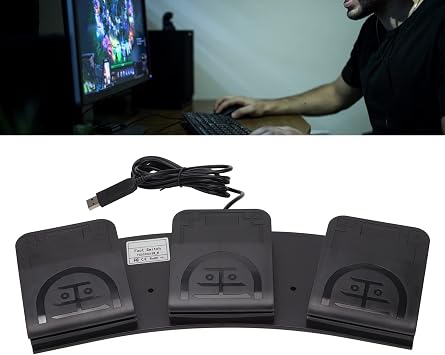 USB Foot Pedal, PC USB Triple Foot Switch Pedal, 3 Key Three Program, MIDI Function, Programmable Computer Keyboard, Plug and Play