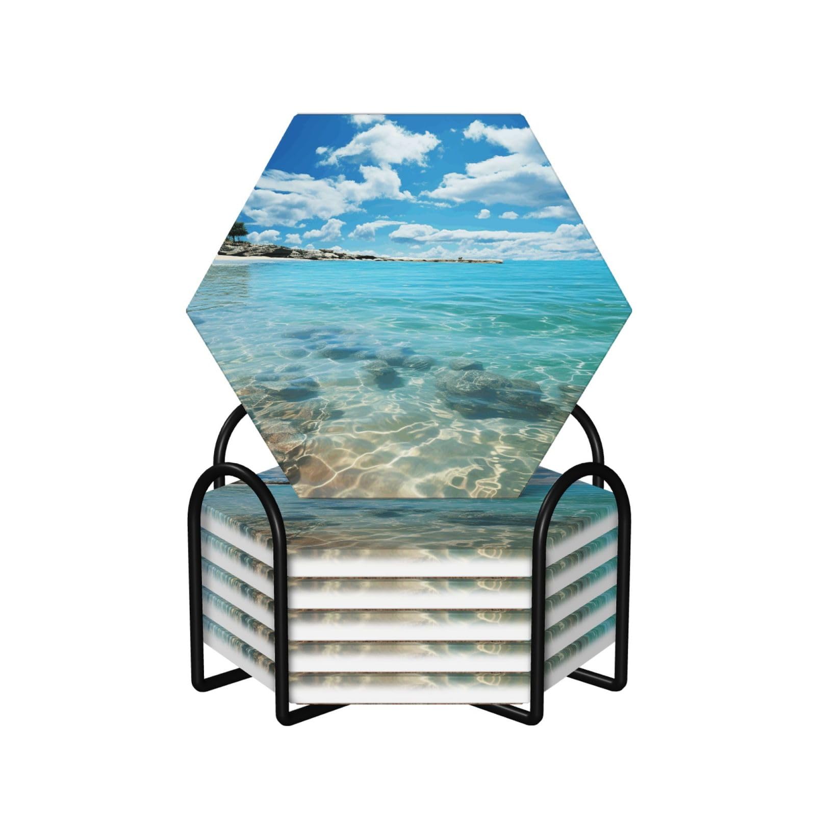 Dessous de verre décoratif en céramique lot de 6, idée cadeau idéale pour pendaison de crémaillère