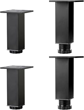 4 PCS Furniture Legs,Silver/Black/Gold Adjustable Support Feet,Sofa Replacement Furniture Feet,with Screws,Kitchen Cabinet Legs Table Desk Feet,Black-35cm/13.8in