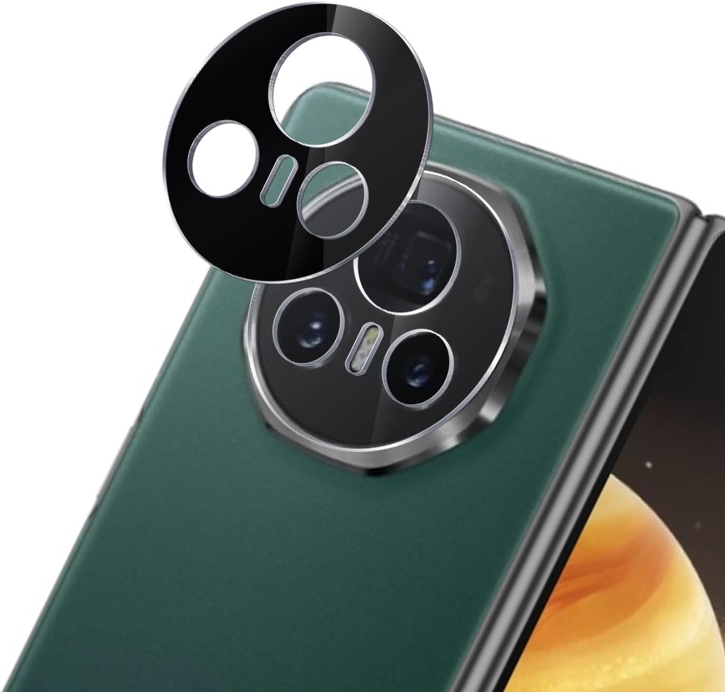 MOOISVS 2 Pack for Honor Magic V3 Camera Lens Protectors, Scratch-Resistant HD Clarity Ultra-Thin Tempered Glass Camera Cover with Aluminum Edging,Individual Metal Lens Cover, Black