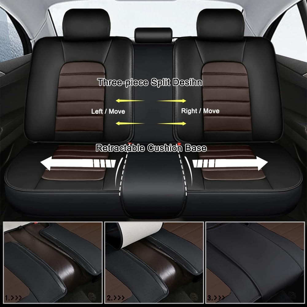 Leather Seat Covers for Infiniti Q50 2014-2024,Car Seat Covers Full Set,Waterproof Seat Protectors Auto Seat Covers,Soft Interior Cover Seats for Cars(Black and Coffee)