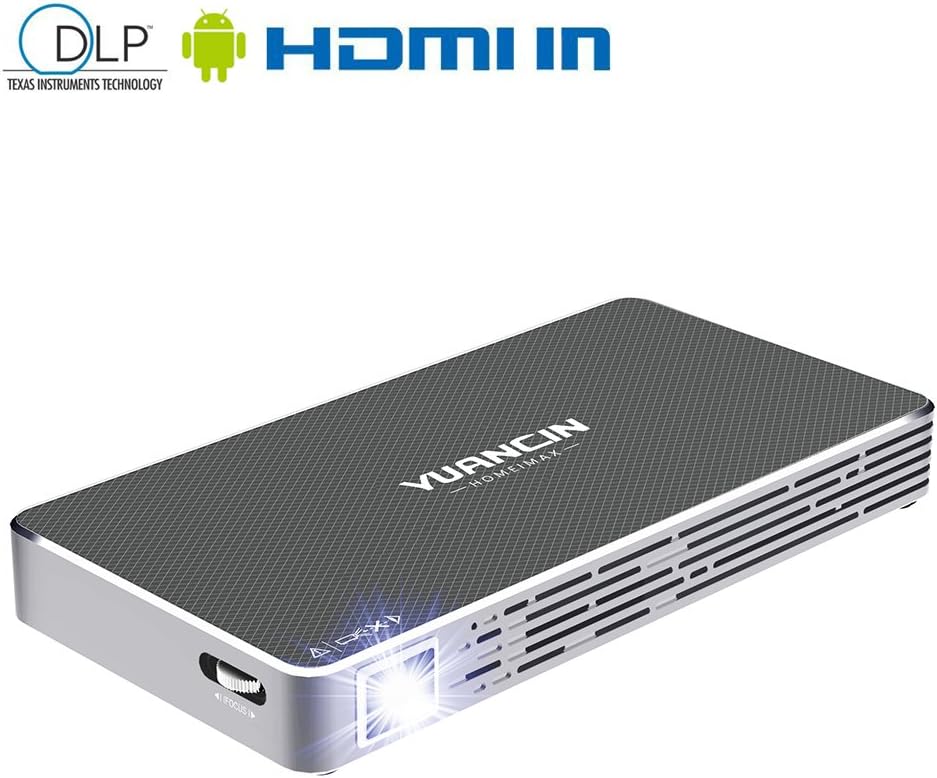 Yuancin LED Mini Android Wireless Portable DLP Projector - Features with HDMI Input and 2.4G/5.8G Dual Wifi,for Home Cinema Theater Entertainment Games and Parties