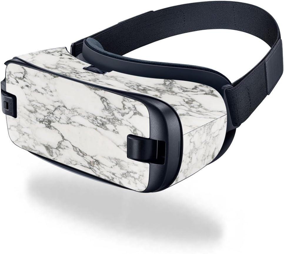 MightySkins Skin Compatible with Samsung Gear VR (2016) wrap Cover Sticker Skins White Marble