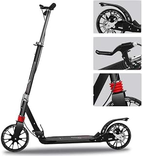 Q&Z Adult Scooter Folding 2-Wheel Kick Scooter 4 Levels Adjustable Height With Double Shock Absorption And Double Brake System For Kids And Adults Supports Up To 150kg