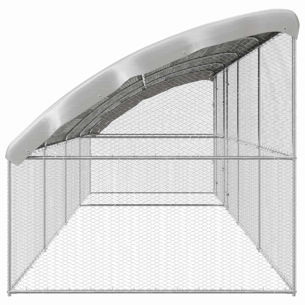 Klatka dla kurczaka z ocynkowanej stali, 4 sztuki, 800 x 200 x 200 cm, z wodoszczelnym daszkiem z siatki i zamykanym systemem ryglowania dla bezpiecznego wybiegu na zewnątrz i ochrony przed