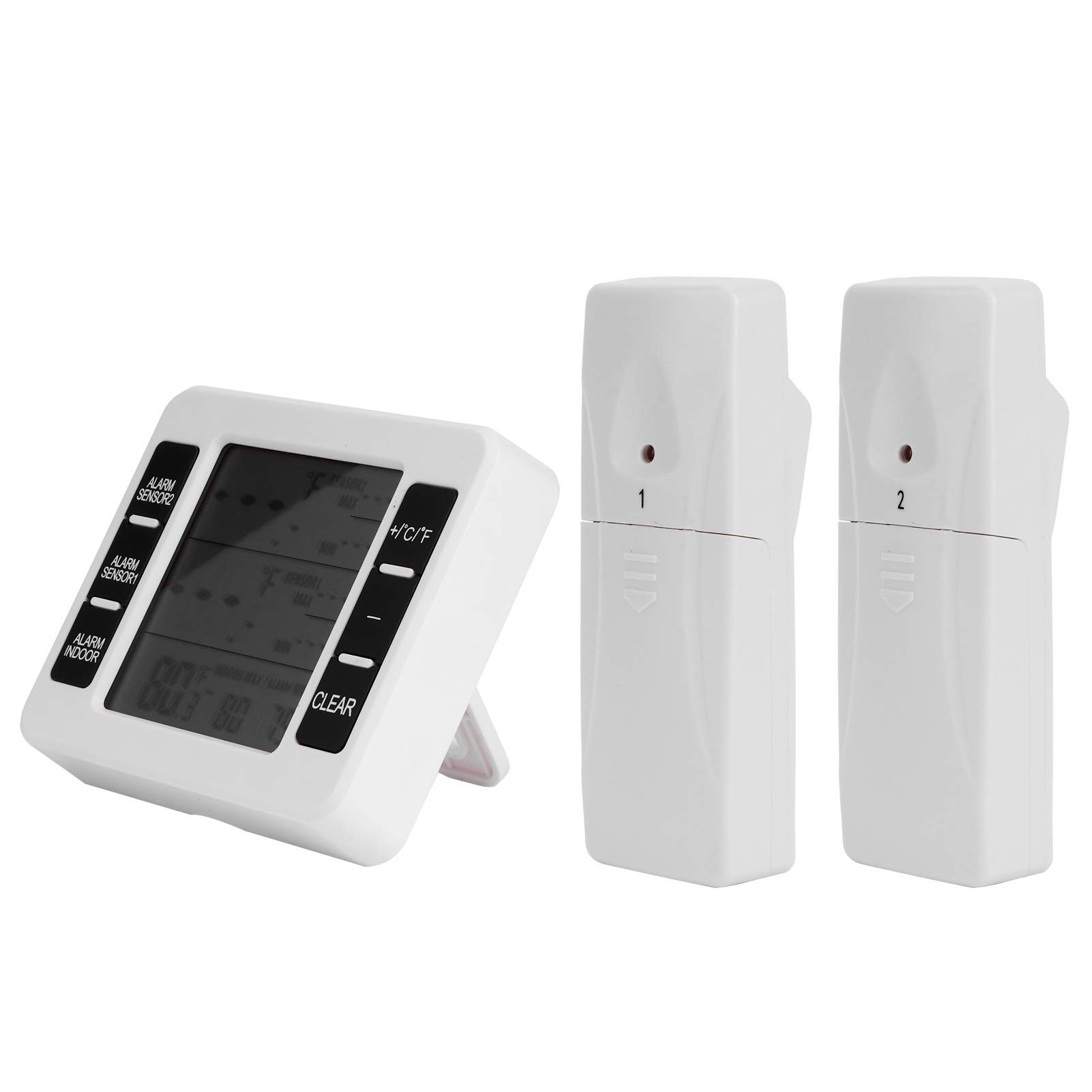 Termometro per Frigorifero Termometro Digitale per Frigorifero Senza Fili Impermeabile Ampio Display LCD Funzione di Registrazione Max/min, Bianco(One for otwo)