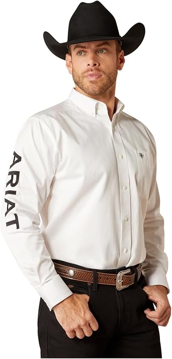ARIAT Mens Team Logo Twill Long Sleeve Button-Down Western Shirt Big White 3X