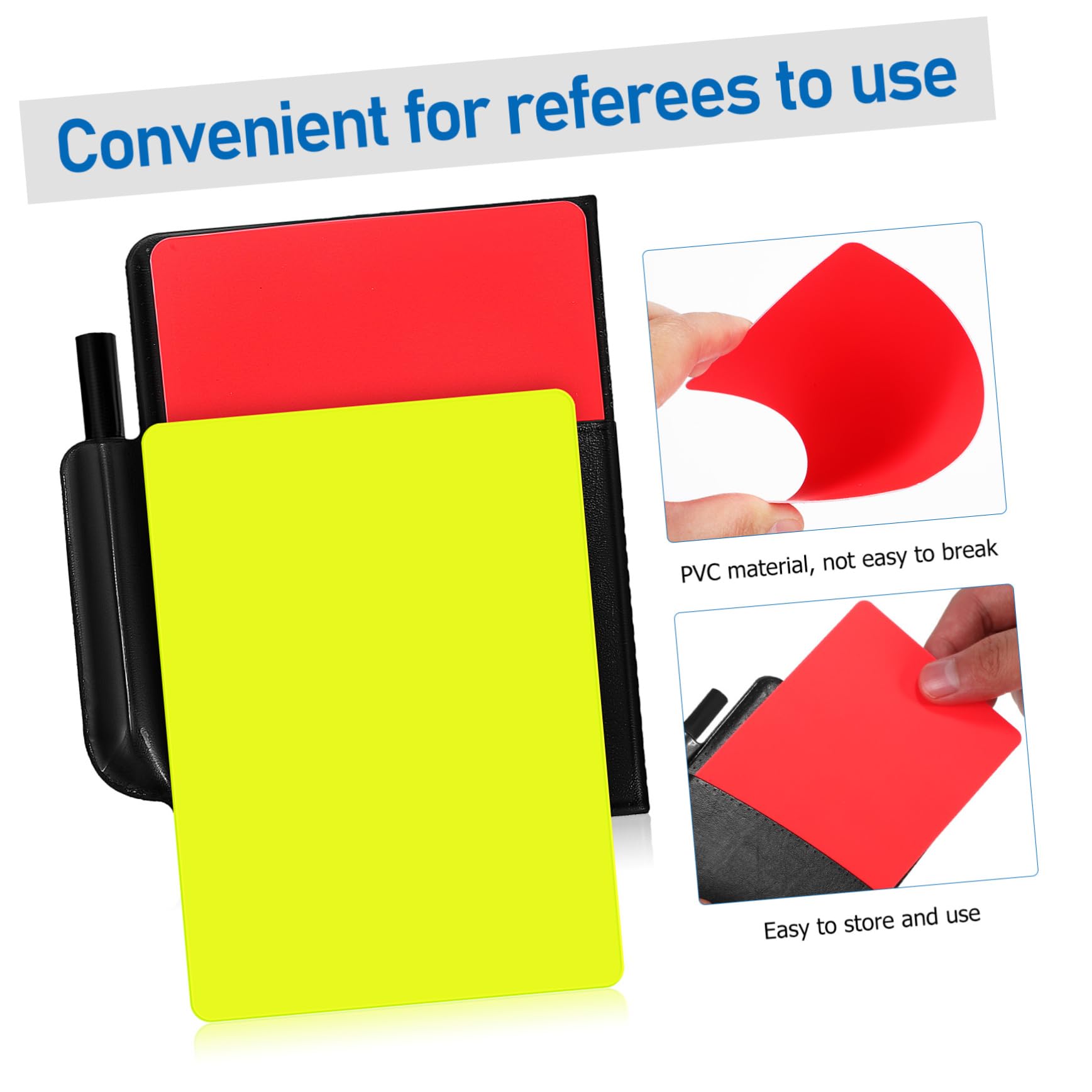 Gogogmee 1Set Referee Card with Whistles Red Yellow Soccer Warning Cards Durable Metal Whistle Lanyard Essential Sports Judge Tools for Football Matches