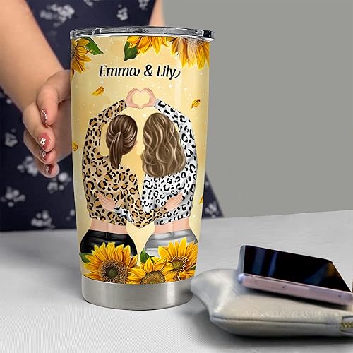 Miniatura 5 de SANDJEST Taza personalizada para mi mejor amiga 20oz 30oz Tazas con tapa, regalo para hermana, mejores amigas, mujer, niña, amistad, hermana del