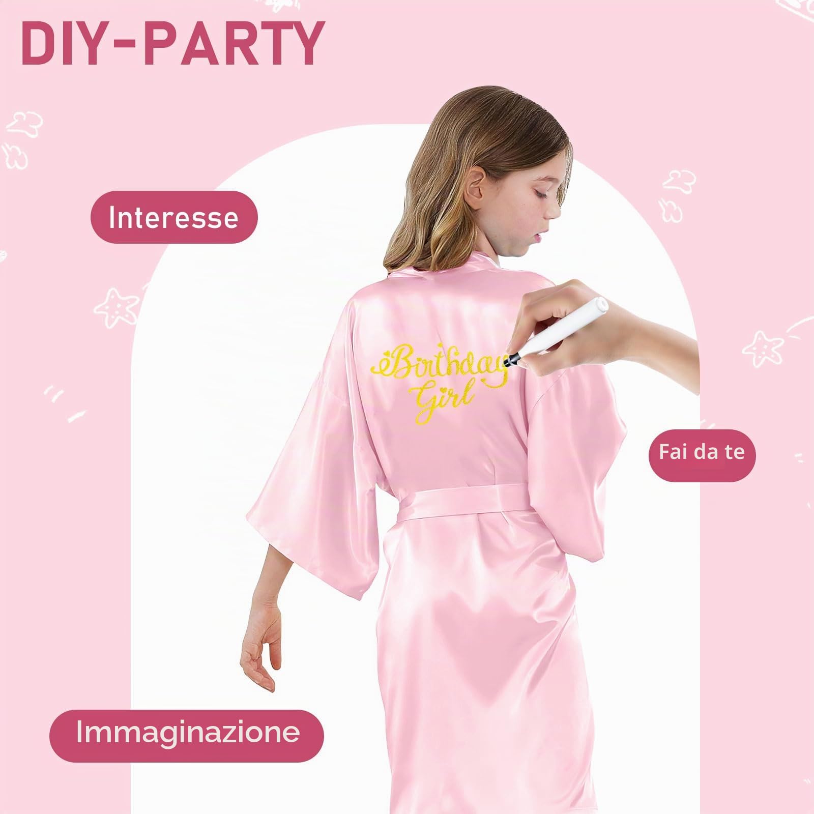 12 pezzi per bambine, in seta, kimono, compleanno, per bambini, spa, feste, matrimoni, feste, fiori, ragazze