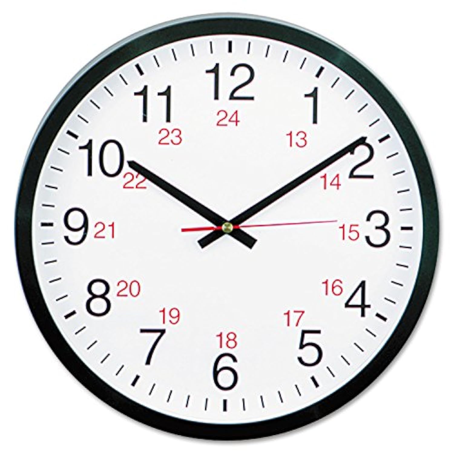 Universal 10441 - 24-Hour Round Wall Clock, 12.5in, Black