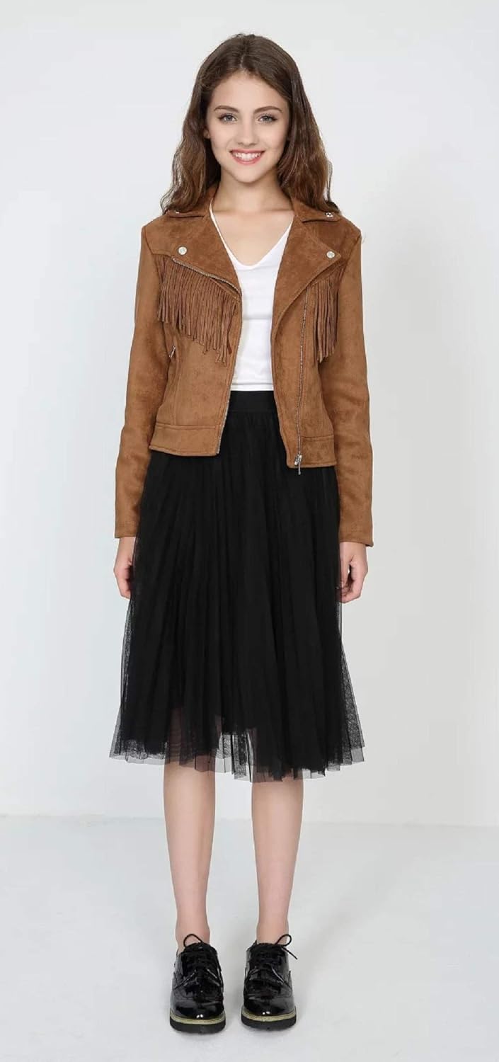 CHARTOU Women's Fall 2023 Fashion Faux Suede Leather Casual Moto Biker Jacket Coats - Image 3