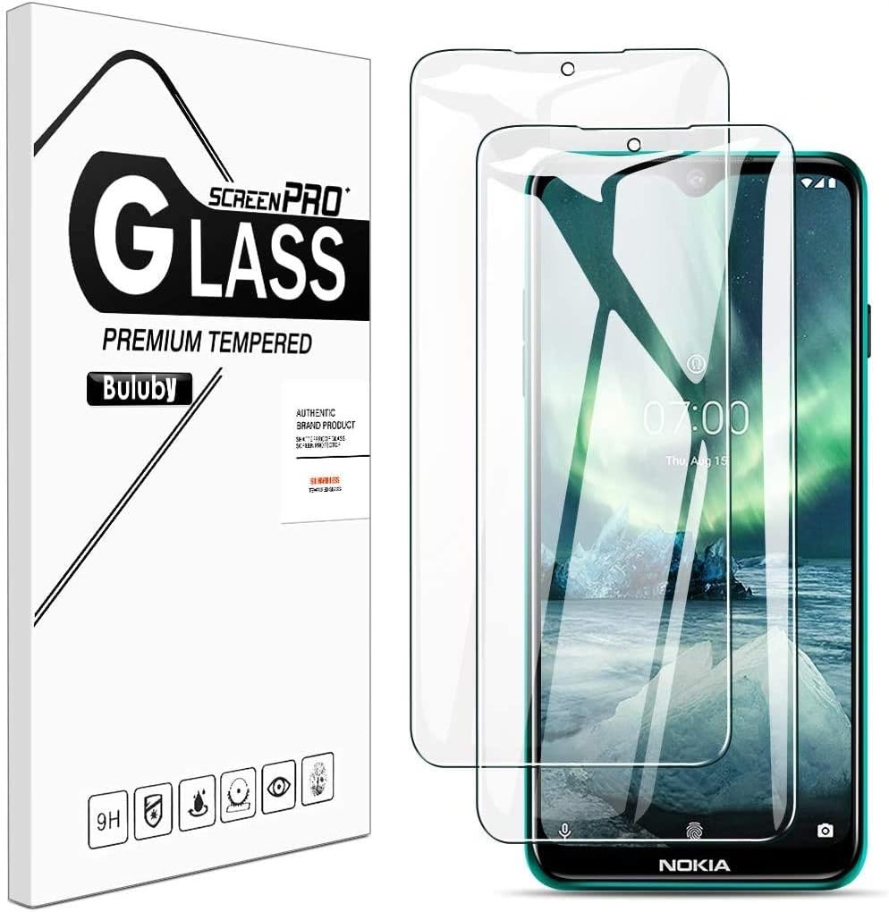 [2 Pack] Buluby for Nokia 7.2 / Nokia 6.2 Screen Protector Tempered Glass,HD Clear Scratch Resistant Bubble Free Anti-Fingerprints 9H Hardness Film