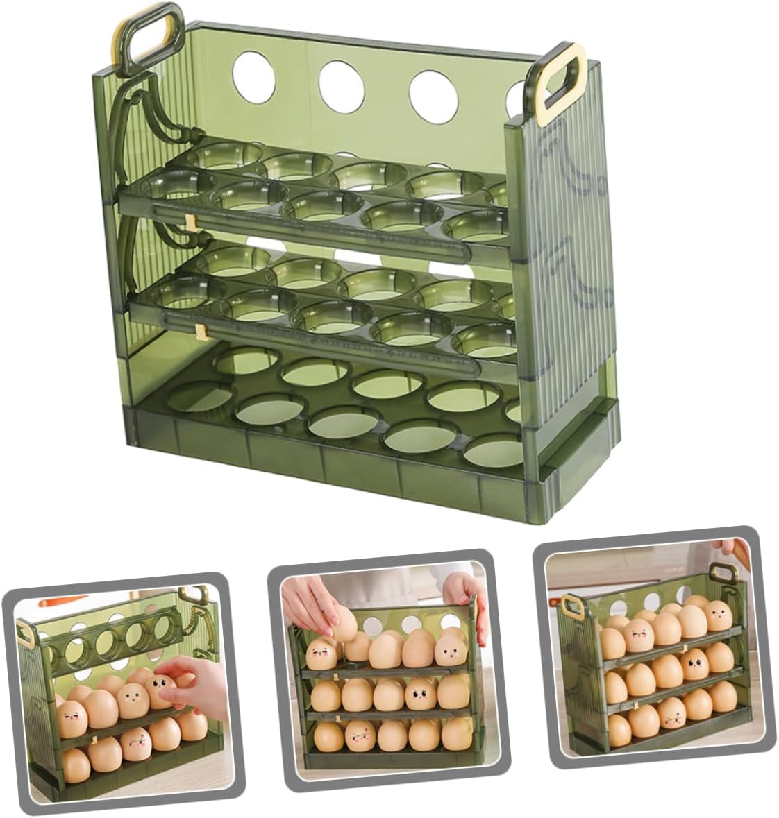 Multi-layer Organizer for Refrigerator Three Storage Container Slot Design Capacity Kitchen Holder for Keeping Fresh and Safe
