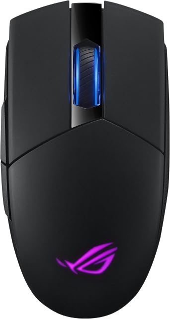 ASUS ROG Strix Impact II Wireless Gaming Mouse, 16,000 DPI, 5 Programmable Buttons, Aura Sync RGB Lighting, 2.4 GHz, Long Battery Life, Lightweight, Ergonomic, PTFE Mouse Feet, Black