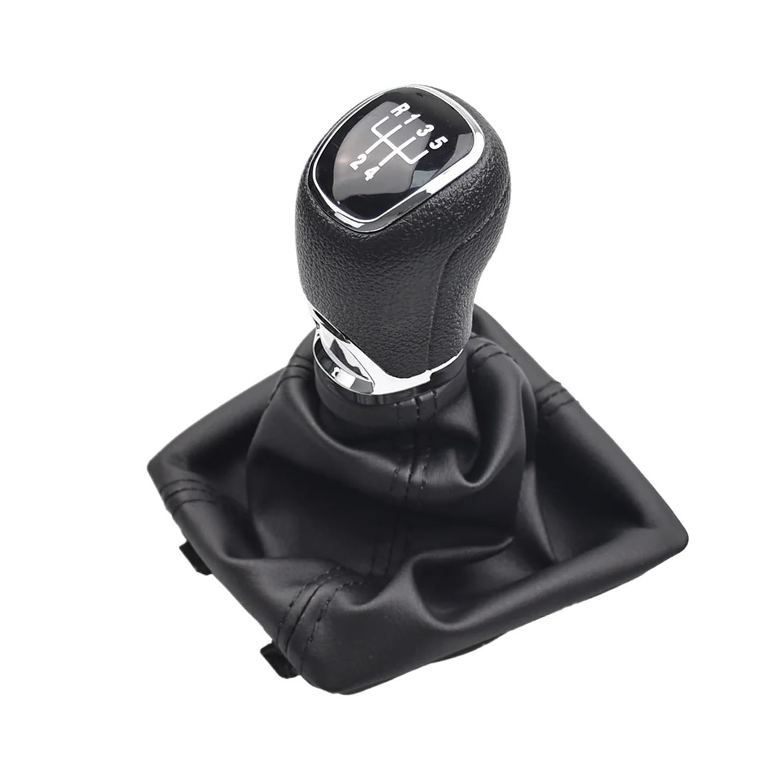 Qwqaab 5 Speed Manual Gear Knob For Skoda For Octavia A7 Mk3 2014-2019 Chrome Style Manual Gear Shift Knob Pu Gaiter Boot 5/6 Speed 12Mm(5 Speed)