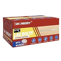 HROMIGRY 5/16" x 5" Lag Bolts (25 Pcs) 5/16 inch Lag Screws for Wood, Heavy Duty Hex Head with Washers, Zinc Plated