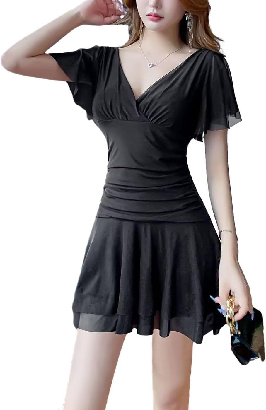 ピンキーアンドダイアン] 半袖 ラグランワンピース (ステッチベルト