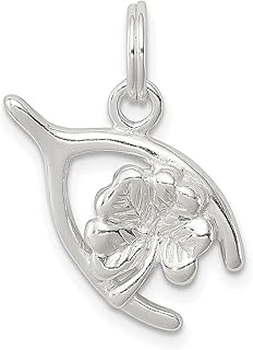 Pingente de trevo de quatro folhas de prata esterlina 925 pingente de osso da sorte chifre italiano boa sorte joias finas para mulheres presentes para ela, Prata esterlina