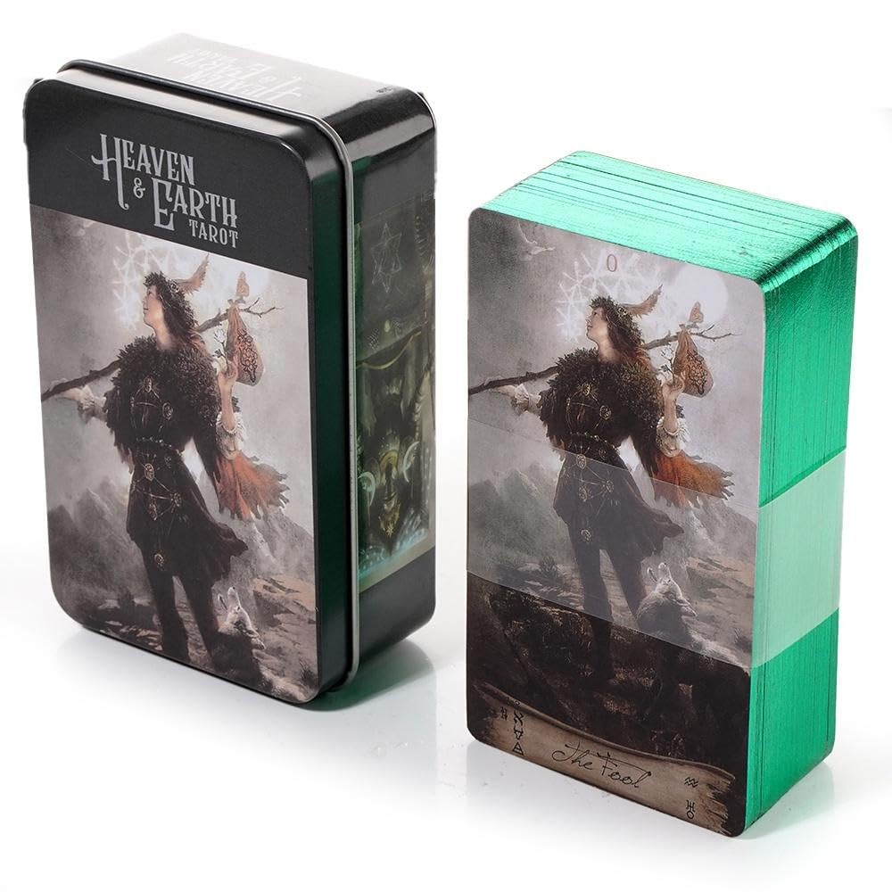AYME Heaven & Earth Tarot Card Game In A Tin, A 78-Card Deck Gilded Black (Limited Edition), 400 Gsm Black Core Cardstock (Style 2)