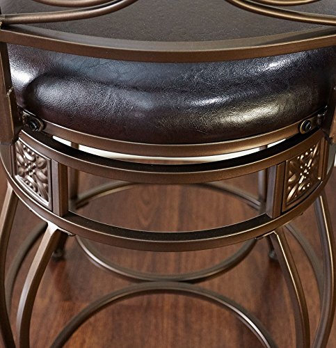 Powell Big And Tall Back Scroll Counter Stool, Height, Dark Bronze/Brown #TOP4