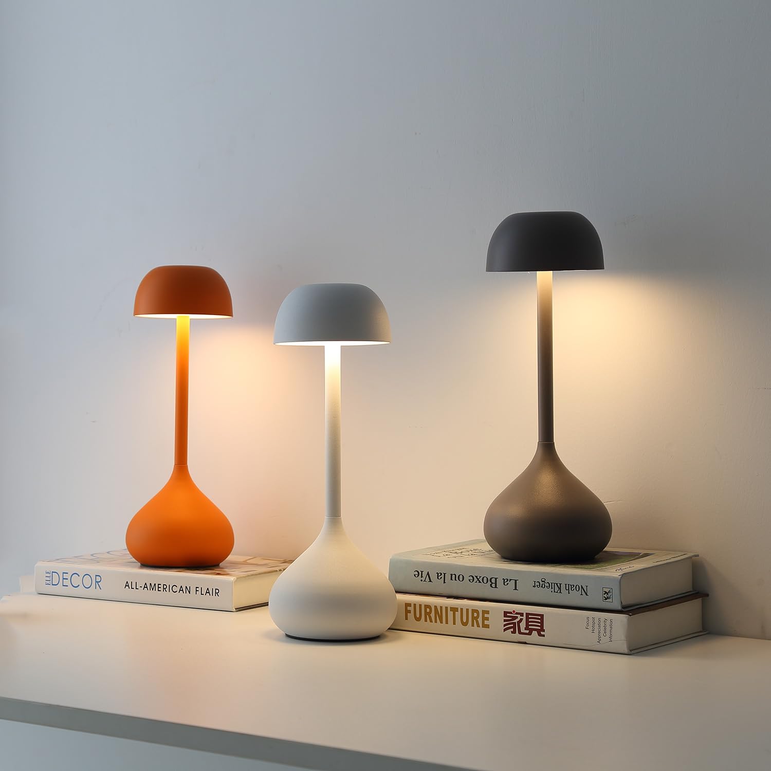 EaEa LED Tischlampe Kabellos Dimmbar Akku Lampe mit Touch Control, Vaseform Tischleuchte USB Aufladbar 3000k-6000k Moderne Dekorative ohne Kabel Nachttischlampe, für Restaurant, Schlafzimmer,Grau