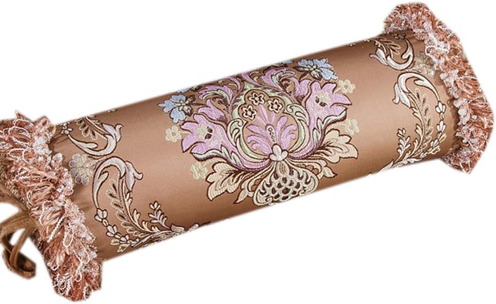 Luxurious Cervical Bolster Pillow with Tassels Long Cylinder Neck Pillow Round Roll Pillow with Core for Feet & Neck Support (Style-1, 15×50CM)