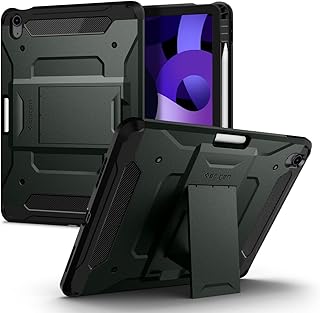 Spigen Tough Armor Pro Designed for iPad Air 5th Generation Case (2022) / iPad Air 4th Generation Case (2020) 10.9 Inch with Pencil Holder - Military Green