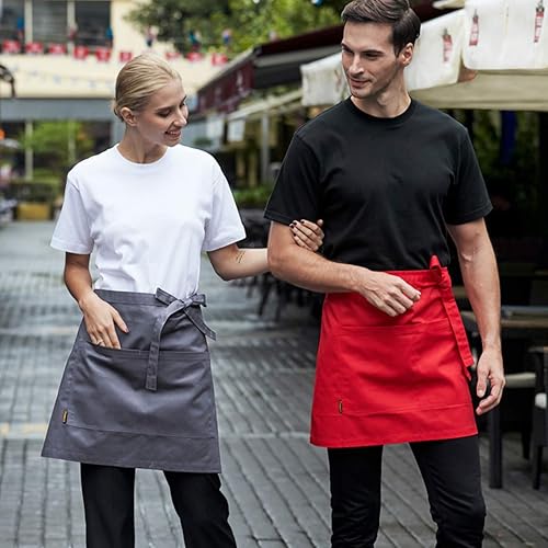 Miniatura 7 de LISSOMPLUME Delantal de bistró de cintura corta para sostener el libro del servidor, bolígrafo, tarjetero