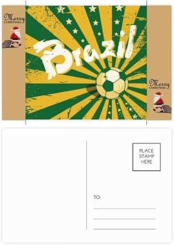 Soccer Yellow Green Brazil Brazil Culture Santa Claus Gift Postcard Thanks Card Mailing 20pcs