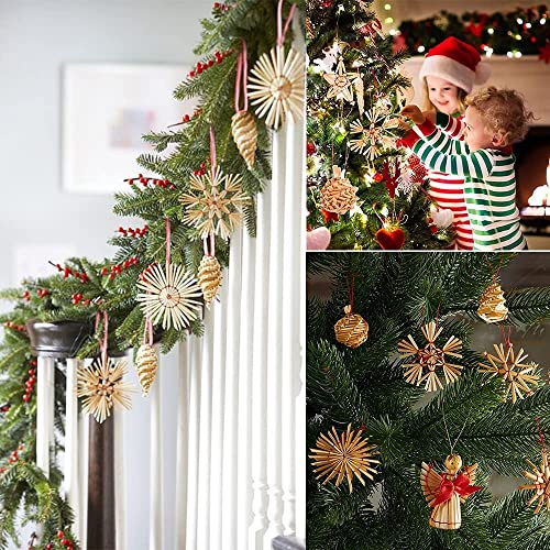 Kersthanger kerstboomdecoratie, 56-delige kerstversieringen uit, kerstboomversiering, strohanger, kersthanger, natuurlijke kerstboomversiering, kerstboomdecoratie - Image 7