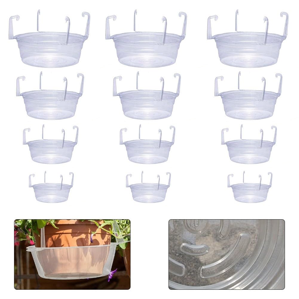 Transparente Blumentopf-Tropfschalen mit Haken, für runde Pflanzenuntersetzer für Hängekörbe, 15,2 cm, 20,3 cm, 25,4 cm, 30,5 cm, 30,5 cm, 12 Stück