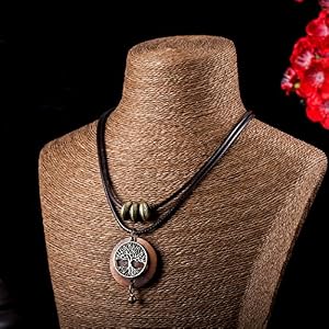 Brown Wooden Choker Chunky Pendant Necklaces for women