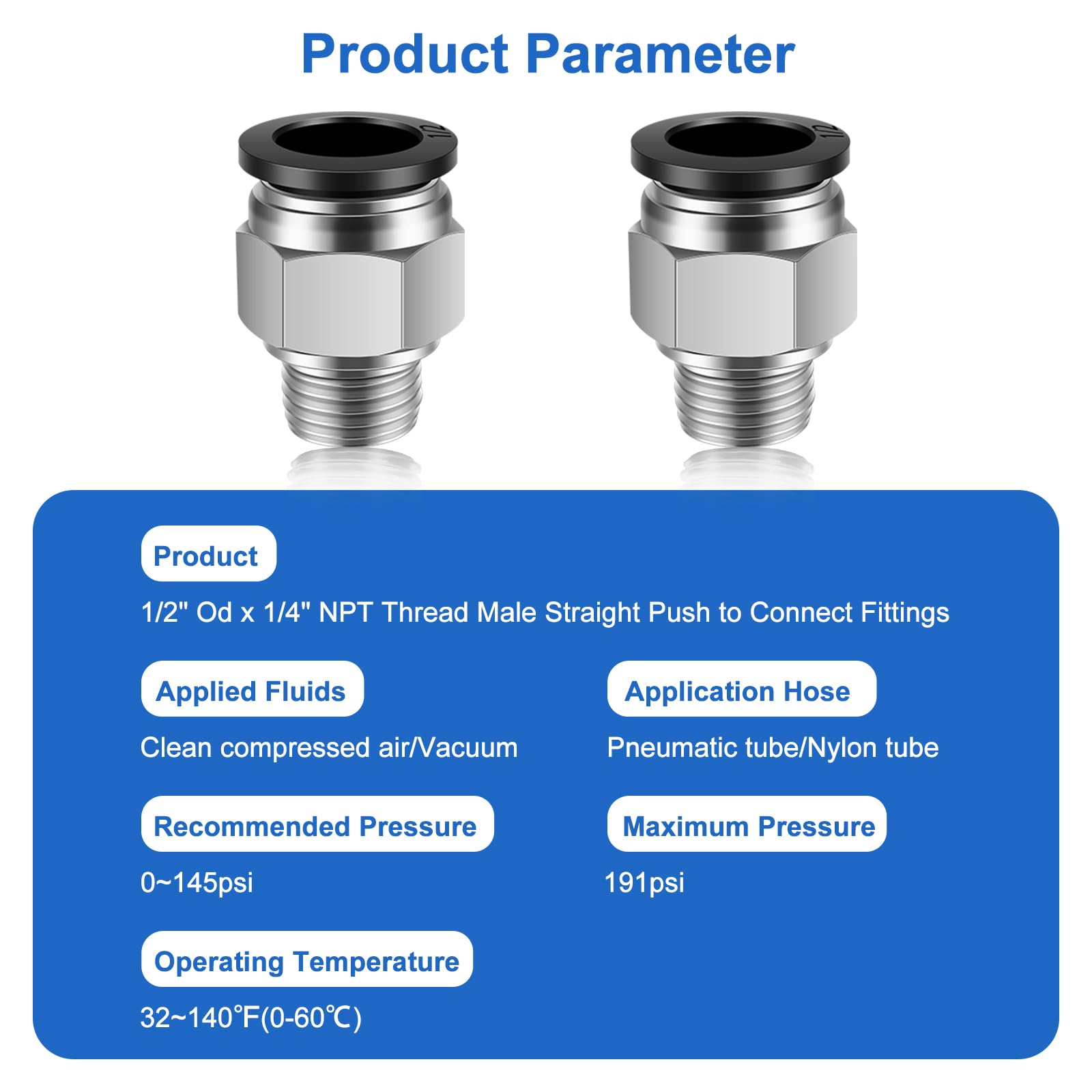 Snapklik.com : CNAODUN 10 Pcs Push-to-Connect Fittings 1/2 Inch Tube OD ...