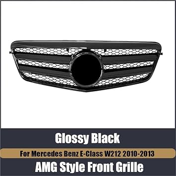 Car Grille Maybach Style Front Bumper Grille Silver Radiator Grill Fit For Mercedes Benz E-Class W212 E550 E350 E63 2010-2013 Front Grill Trim(AMG Black)