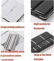 Vista 2 de Jinberry Lata de acuarela de metal con paleta de mezcla plegable, paleta de acuarela vacía multifuncional con sartenes, paleta de bandeja de pintura