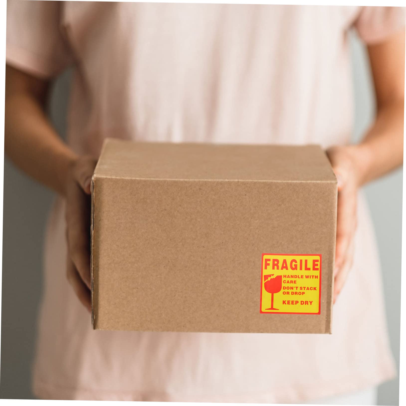 Etichette Adesive di Avvertenza Fragile 10x10 Cm Rosso Giallo Set da 500 Pezzi per Imballaggio e Spedizione Merci Fragili Resistente e Autoadesivo per Uso Industriale e Traslochi