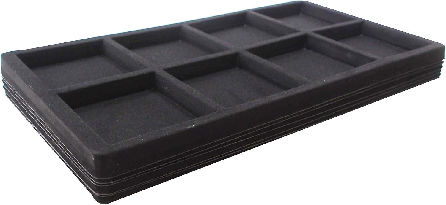 N'icePackaging 6 Qty Cowhide-Black 8 Slot Flocked Storage Tray Inserts - For Merchandise Jewelry & Organization