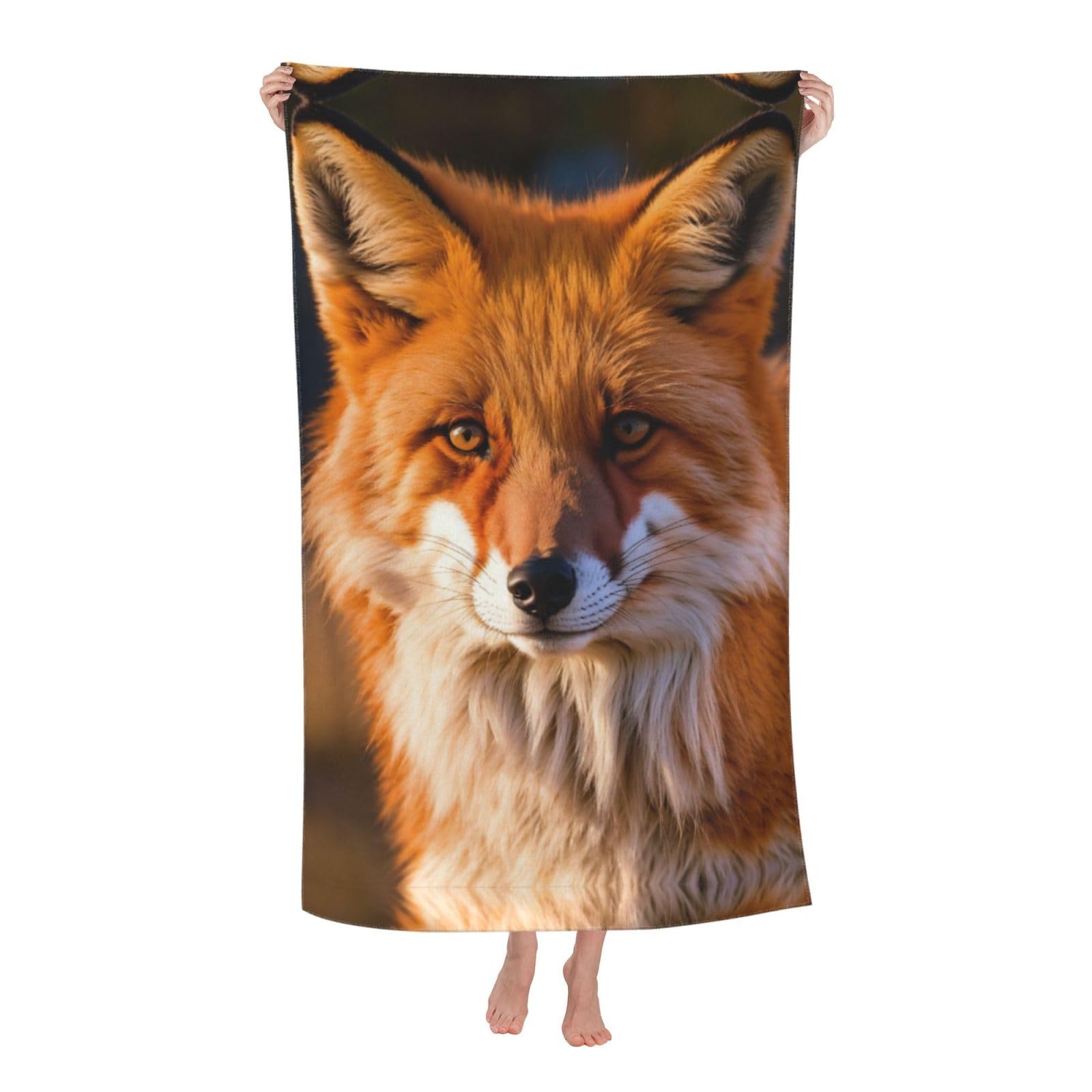 pojknbv Fox Print Oversized Adult Beach Towel Quick-Dry Comfortable Lightweight Travel Pool Camping