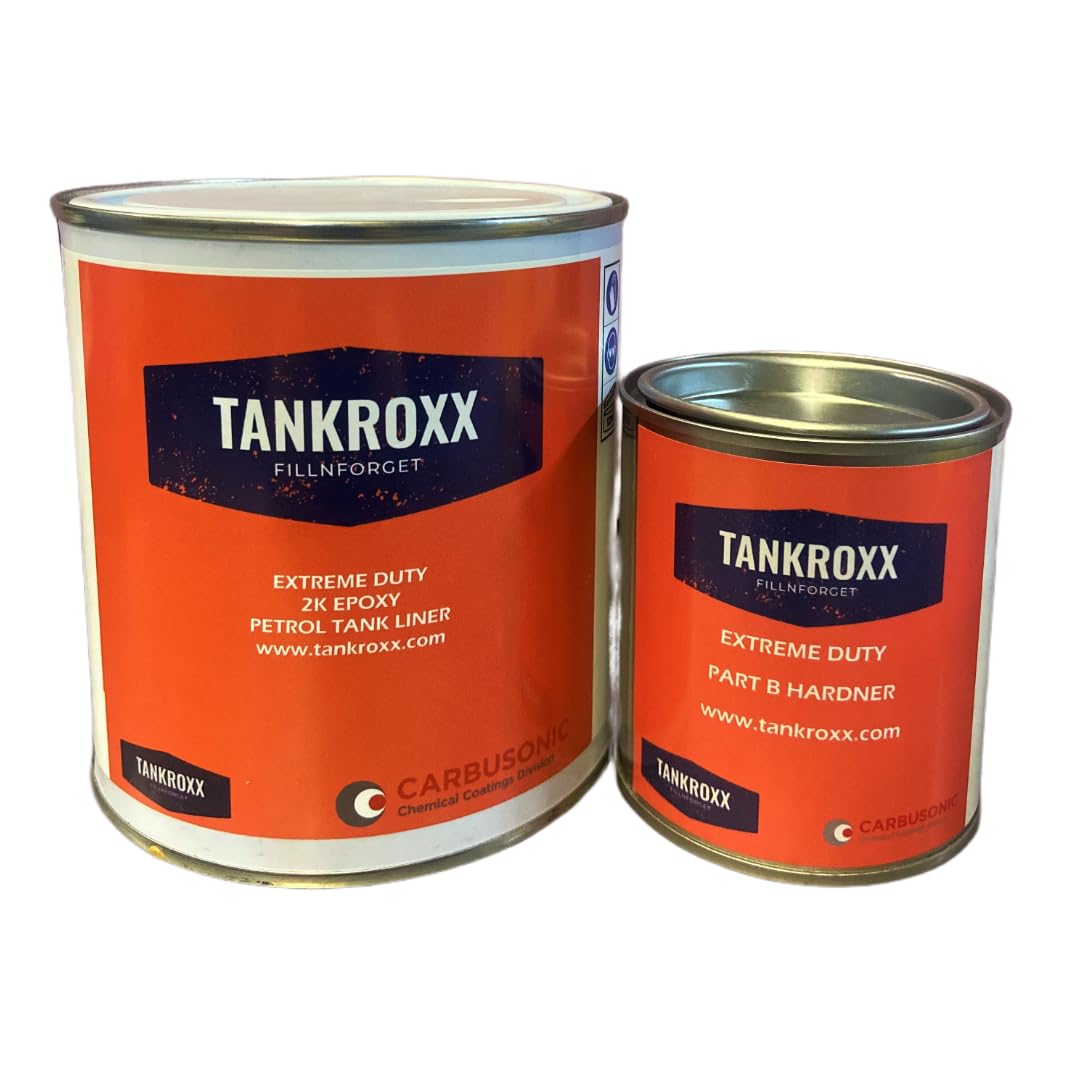 Carbusonic Tankroxx Extreme Duty Fuel Tank Sealer Kit, Petrol Tank Liner, Rust Remover, Epoxy Coating (1250gm epoxy only)