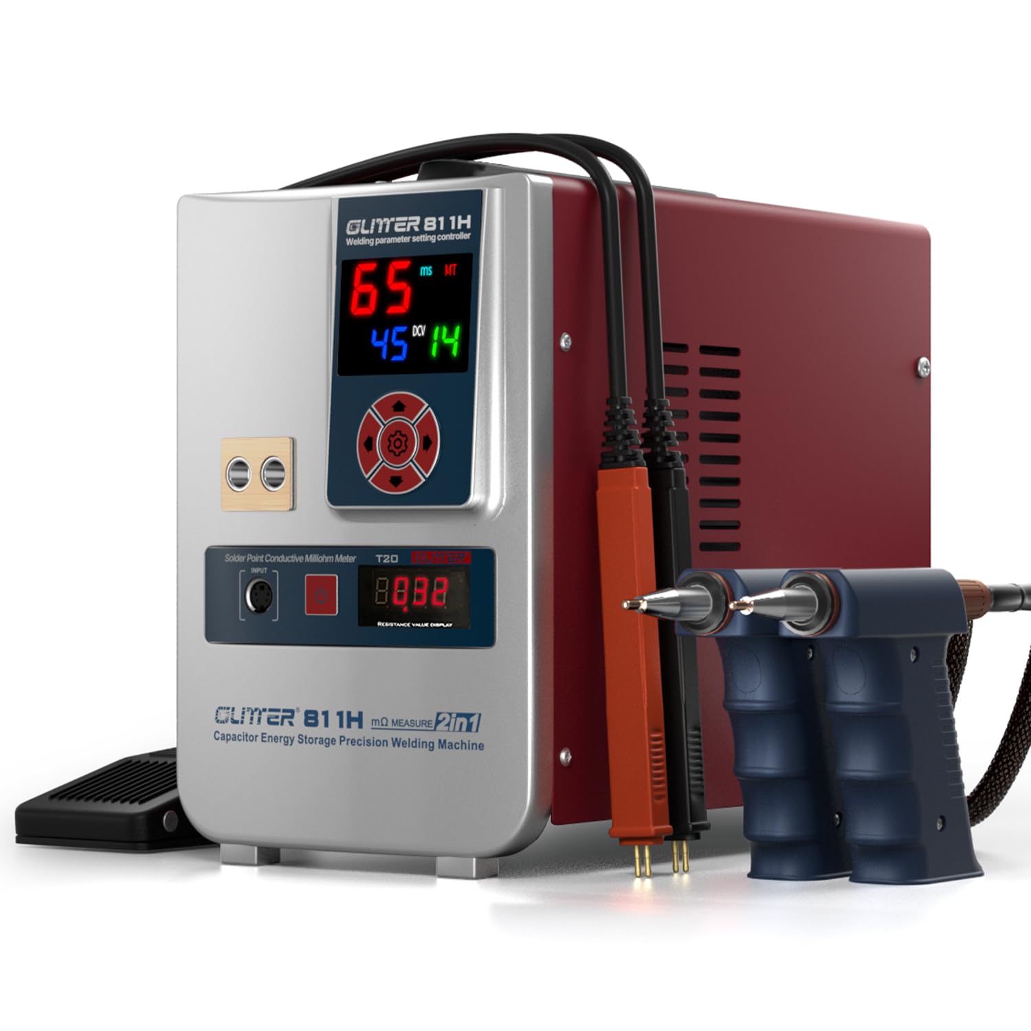 Glitter 811H Saldatrice a Punti 2 in 1 per Batterie, 42000W 7000A, Misuratore di Resistenza, per Batterie al Litio LiFePO4