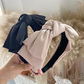 Wiwpar Knotted Wide Bow Headbands with Hair Hoop and Solid Accessories for Women and Girls (Black)