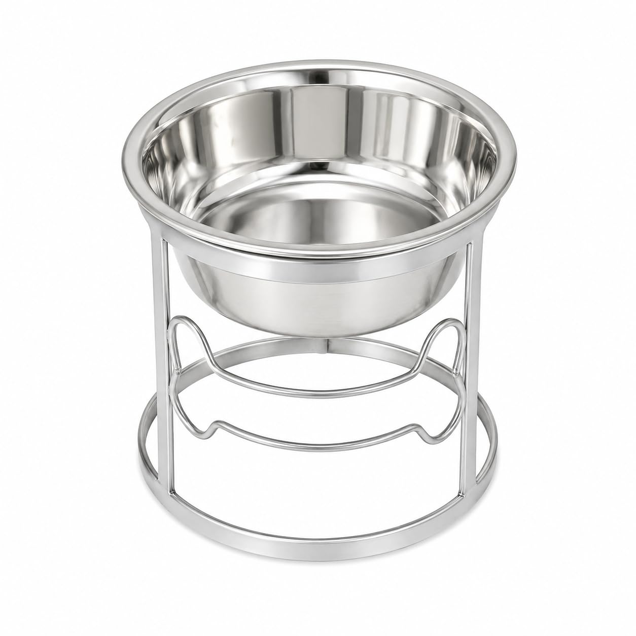 Bhoomi Lifestyle Elevated Single Dog Bowl Stand with 1600 ml Stainless Steel Bowl, Bone Design Raised Pet Feeder, Heavy-Duty Metal Stand, Food & Water Bowl for Medium Dogs, (Silver)-image-21