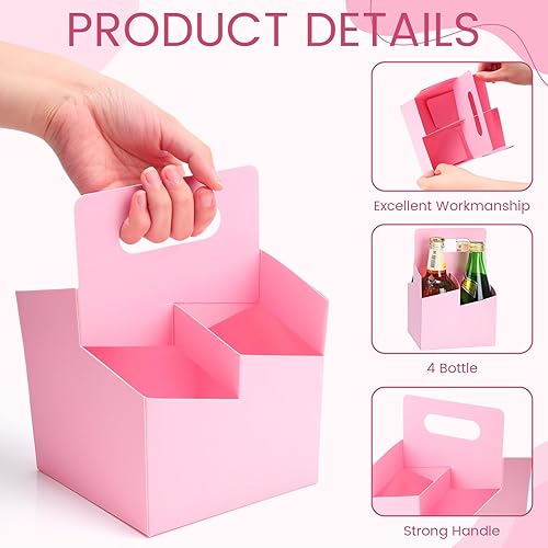 Miniatura 13 de Jetec 50 unidades portador de bebidas de 4 tazas con asa, portador de cerveza de cartón kraft, soporte desechable para bebidas calientes o frías