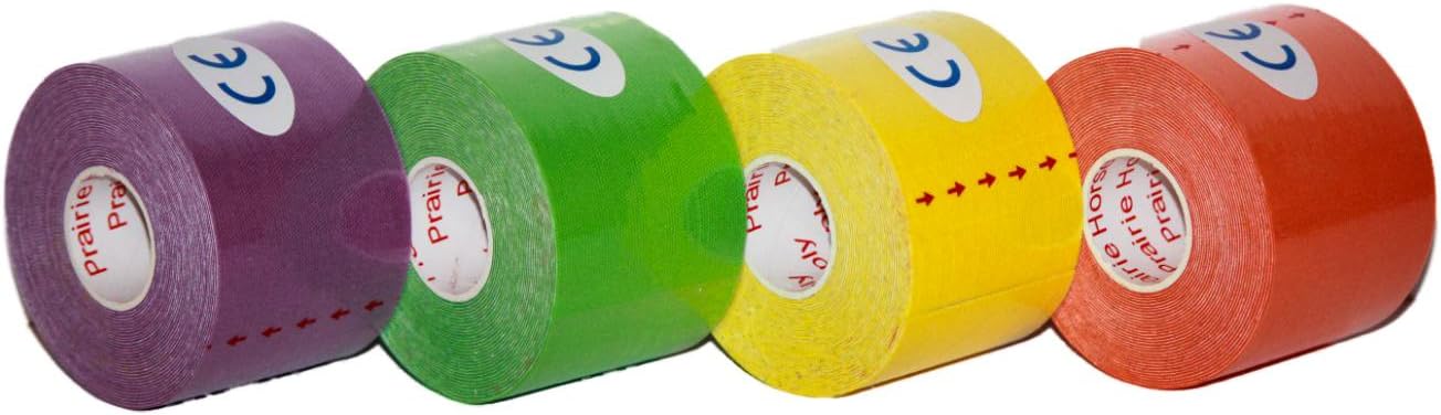 Premium Kinesiology Tape Pro 2in x 16.4ft - Waterproof Kinesio Muscle Adhesive for Athletic Support - Kinetic Tape for Shoulder, Knee, Back, & Foot, Elastic Sports Strapping - Assorted, 4 Rolls image 2