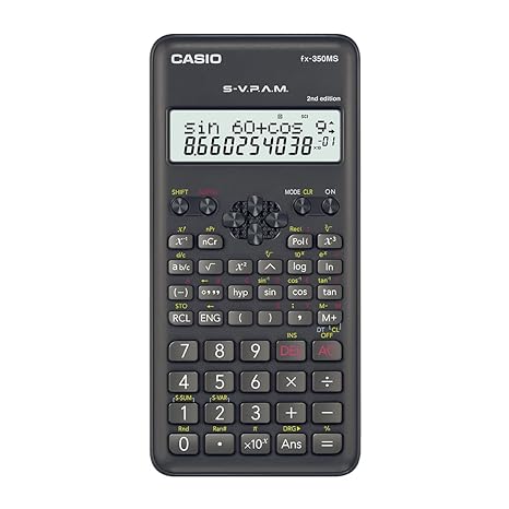 Casio Fx-350Ms 2Nd Gen Non-Programmable Scientific Calculator, 240 Functions and 2-Line Display, Black