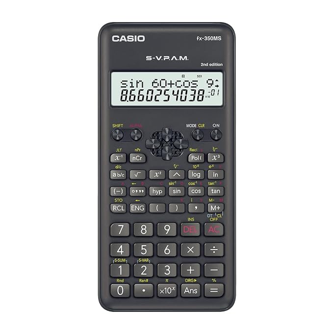 Casio Fx-350Ms 2Nd Gen Non-Programmable Scientific Calculator, 240 Functions and 2-Line Display, Black