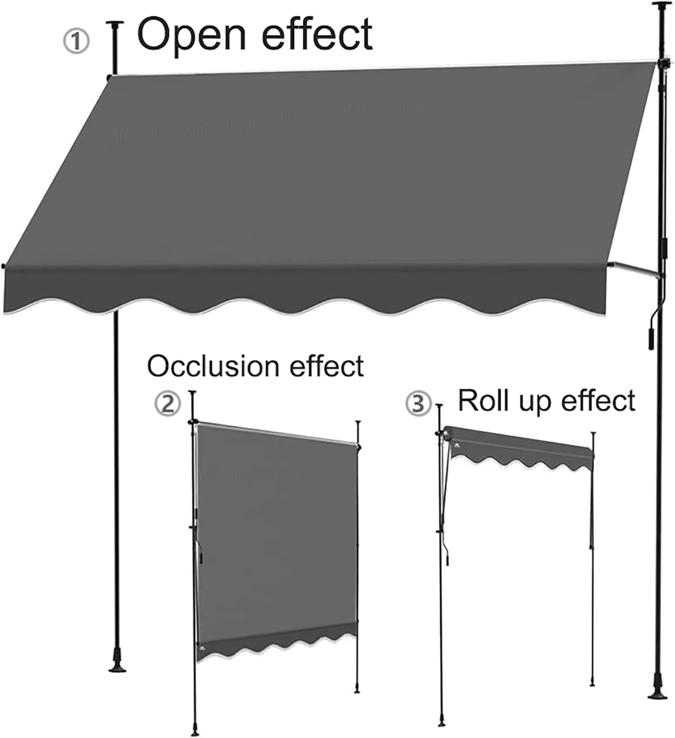 Manual Retractable Awning, backyard retractable awning, Adjustable Retractable Awnings, Window Awning, Patio Outdoor Awning Canopy, retractable shades for patio, for UV Rain Snow Sunlight Protection(G